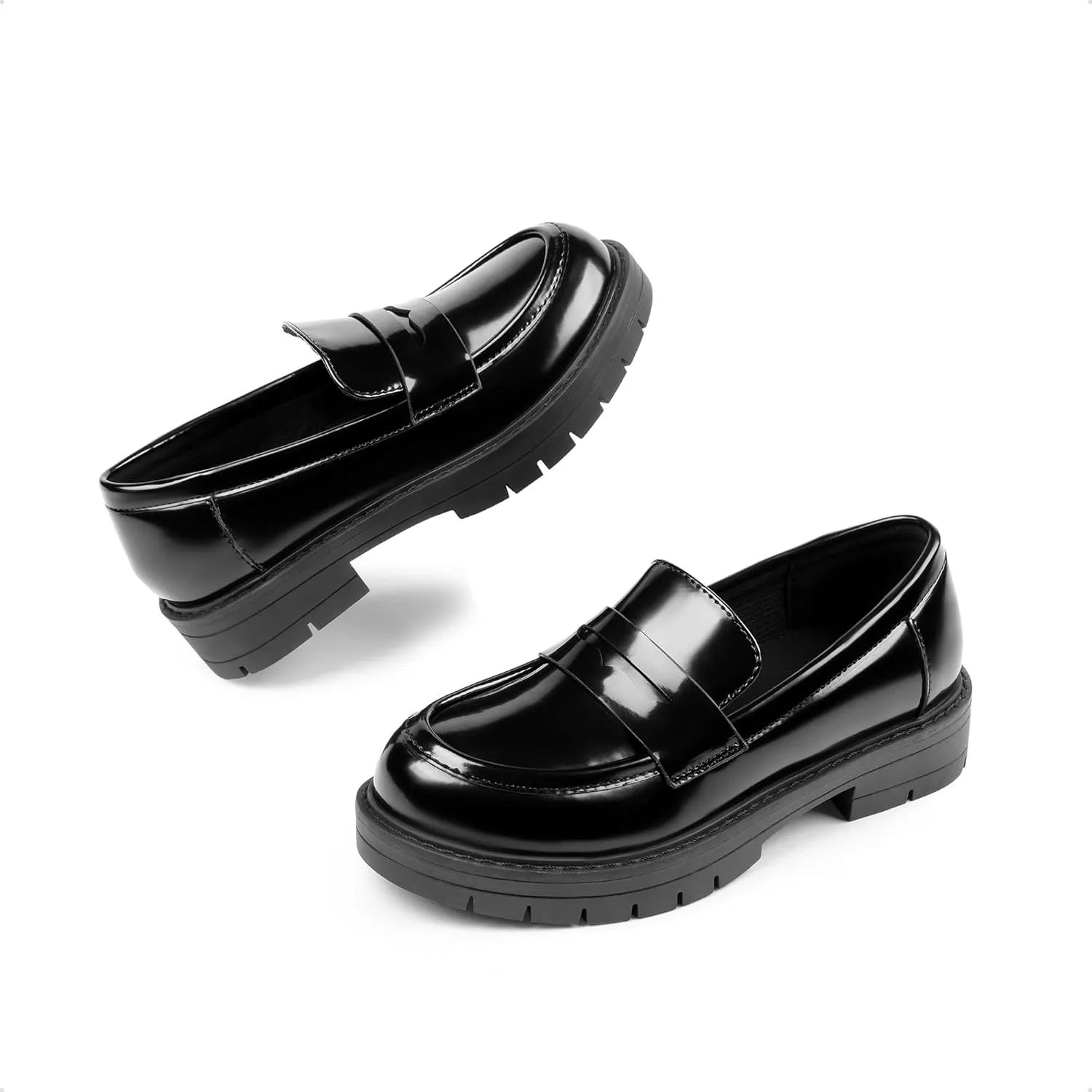 DREAM PAIRS Girls Loafers Chunky Platform Penny Loafers School Uniform Slip On Dress Shoes
