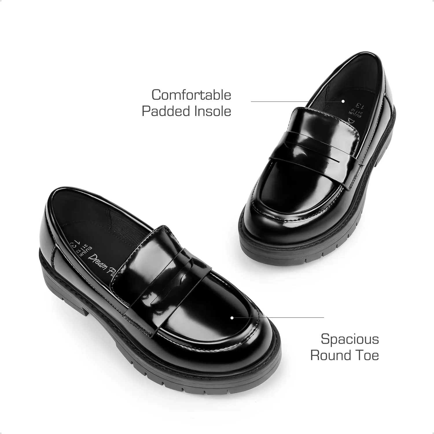 DREAM PAIRS Girls Loafers Chunky Platform Penny Loafers School Uniform Slip On Dress Shoes