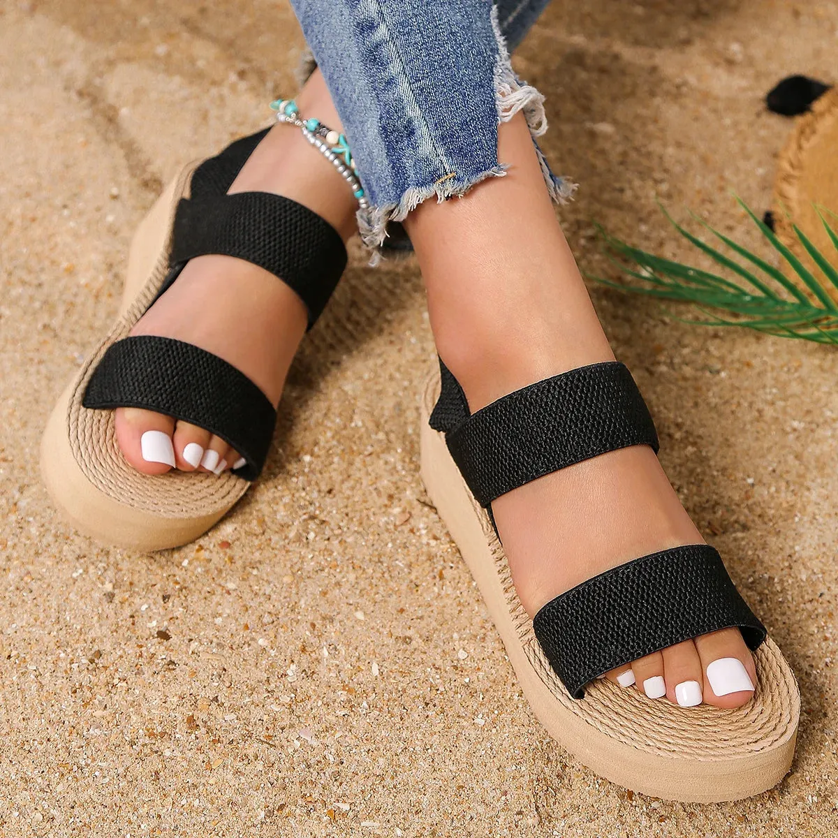 Durable Women's Wedge Sandal with Straps