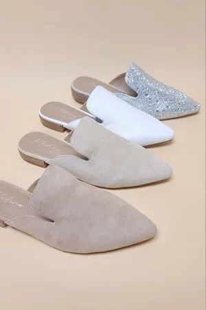Effortless Mud Mules - POINTED TOE SLIP ON MULE FLATS