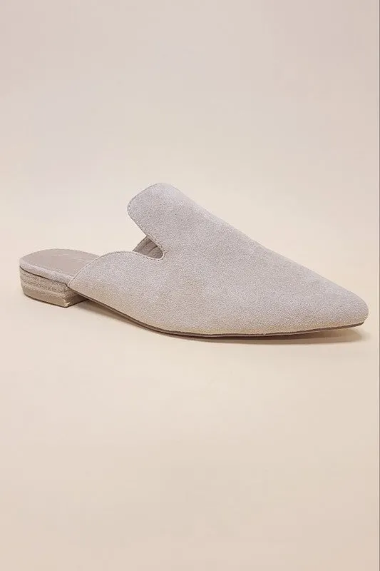 Effortless Mud Mules - POINTED TOE SLIP ON MULE FLATS