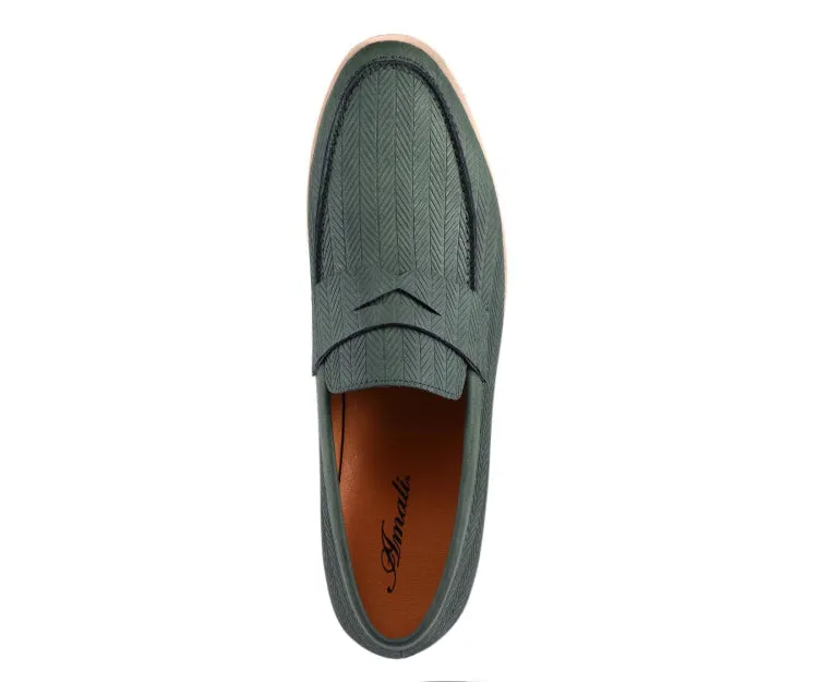 Elias Olive Green Penny Loafers