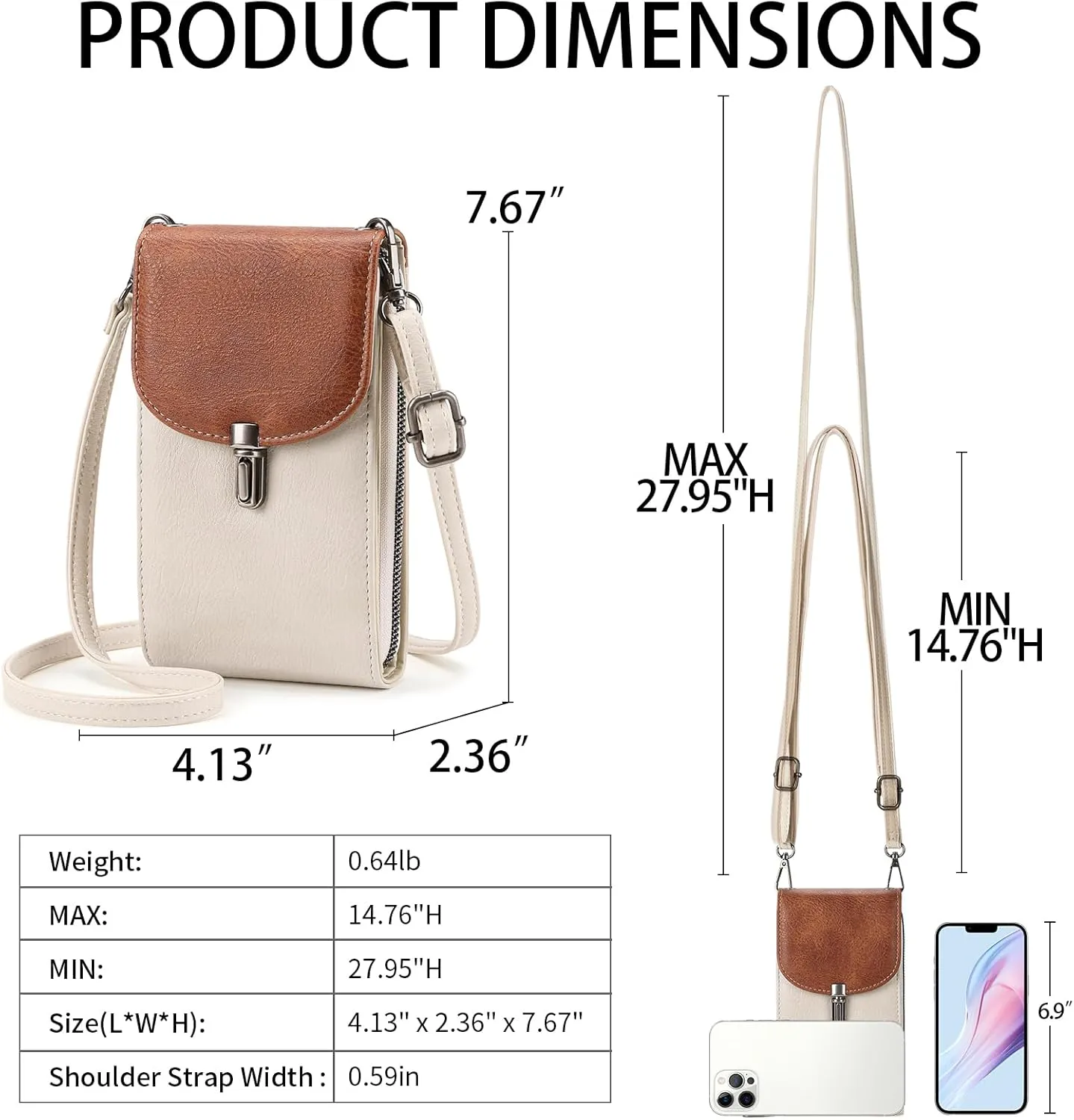 FALAN MULE Small Cell Phone Crossbody Bag Purse for Women, PU Leather Wallet Purse…