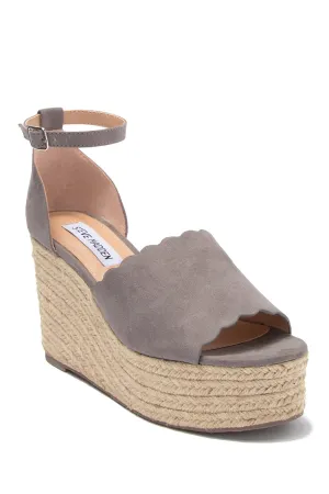 Fashion Scalloped Madden Suede Sandals Grey Convenient delivery Platform Clearance offer Show Steve Espadrille