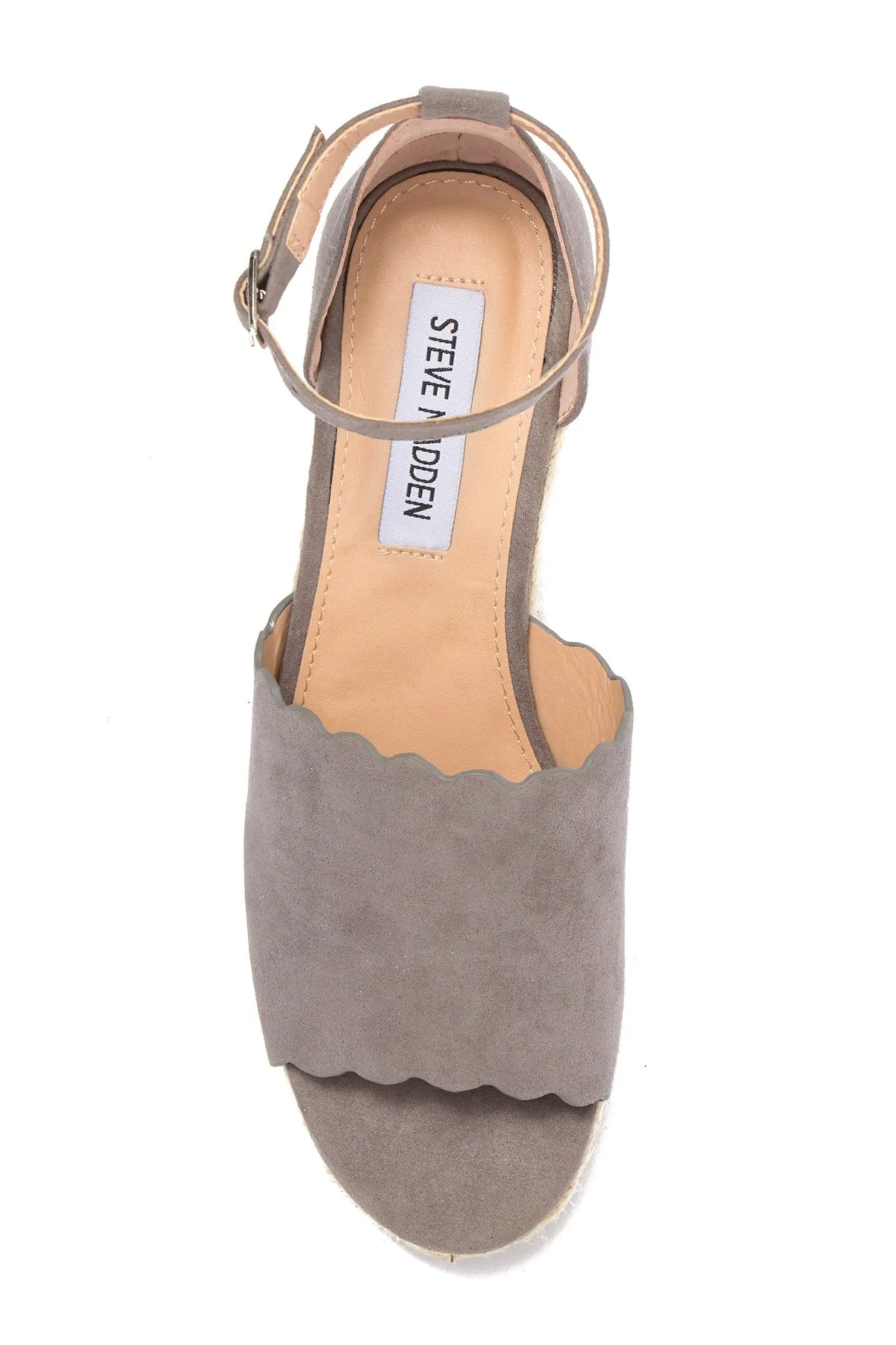 Fashion Scalloped Madden Suede Sandals Grey Convenient delivery Platform Clearance offer Show Steve Espadrille