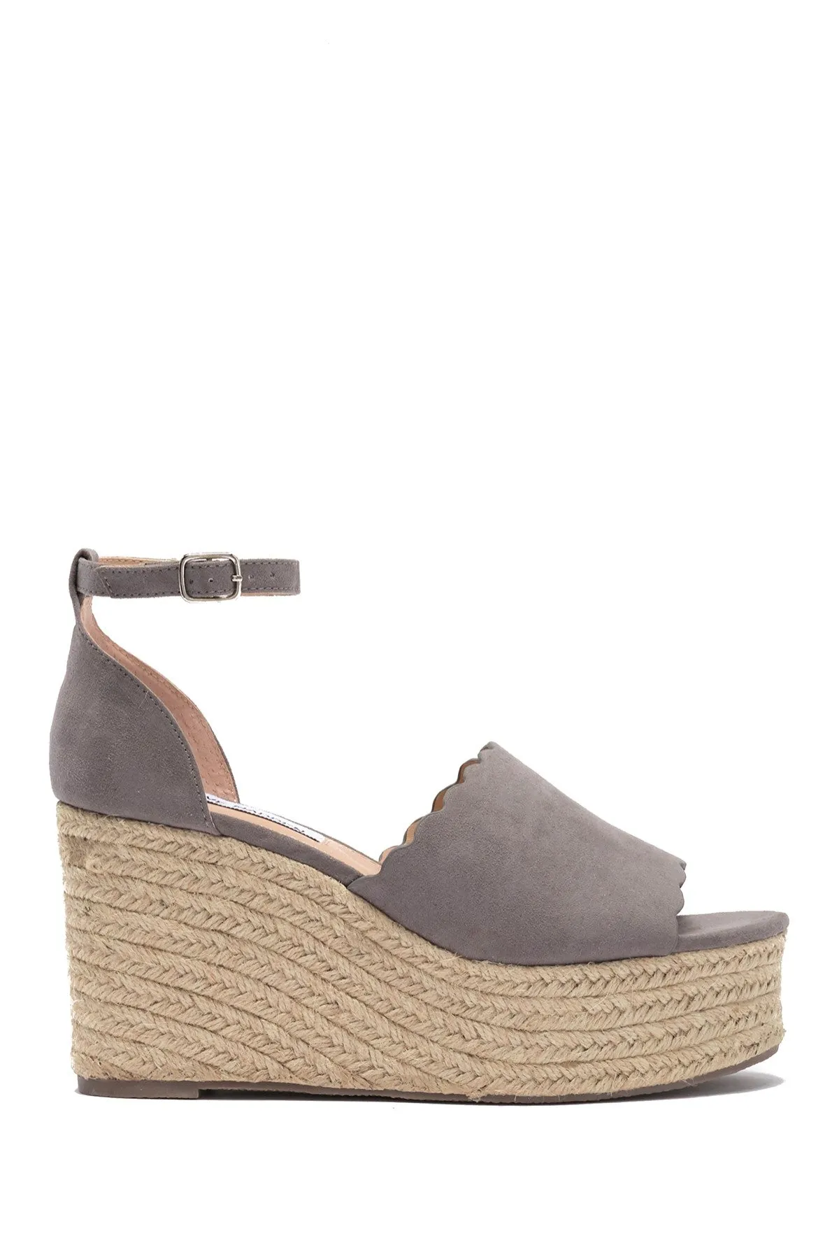 Fashion Scalloped Madden Suede Sandals Grey Convenient delivery Platform Clearance offer Show Steve Espadrille