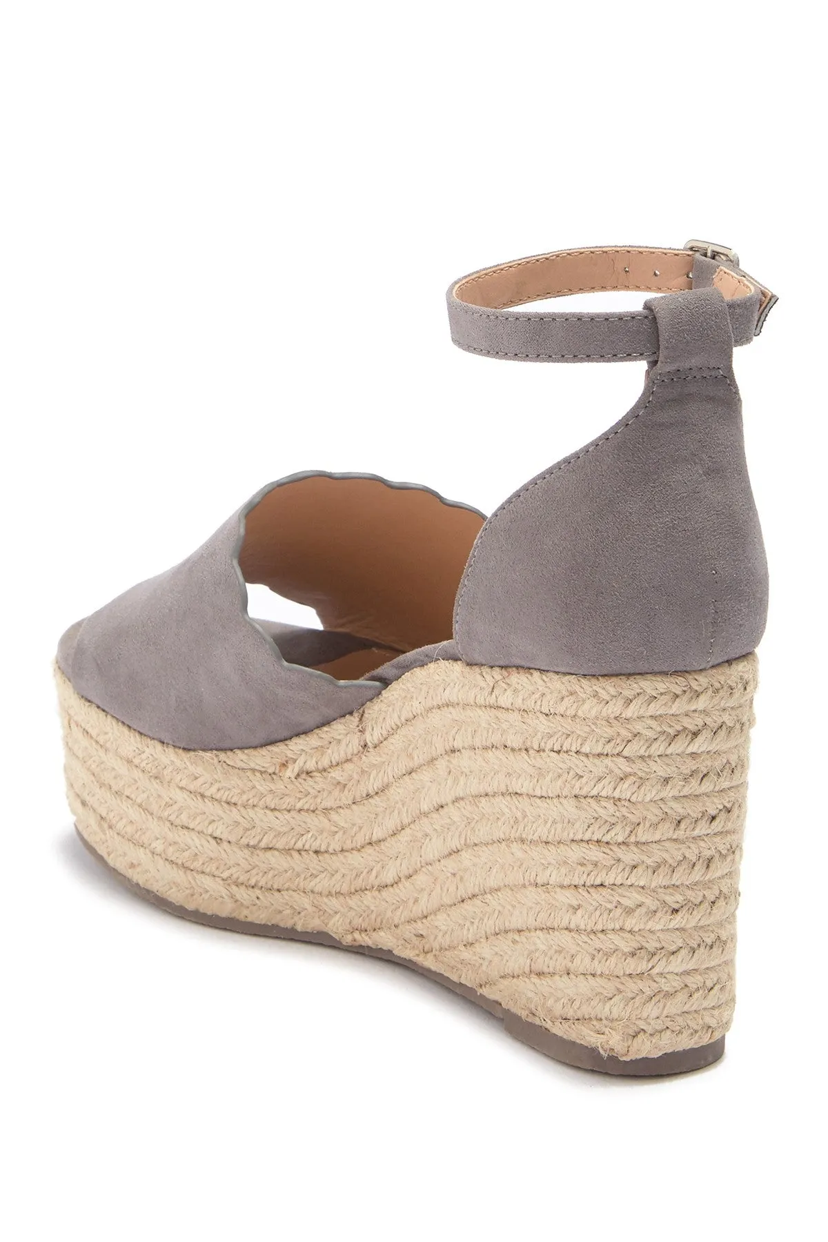 Fashion Scalloped Madden Suede Sandals Grey Convenient delivery Platform Clearance offer Show Steve Espadrille