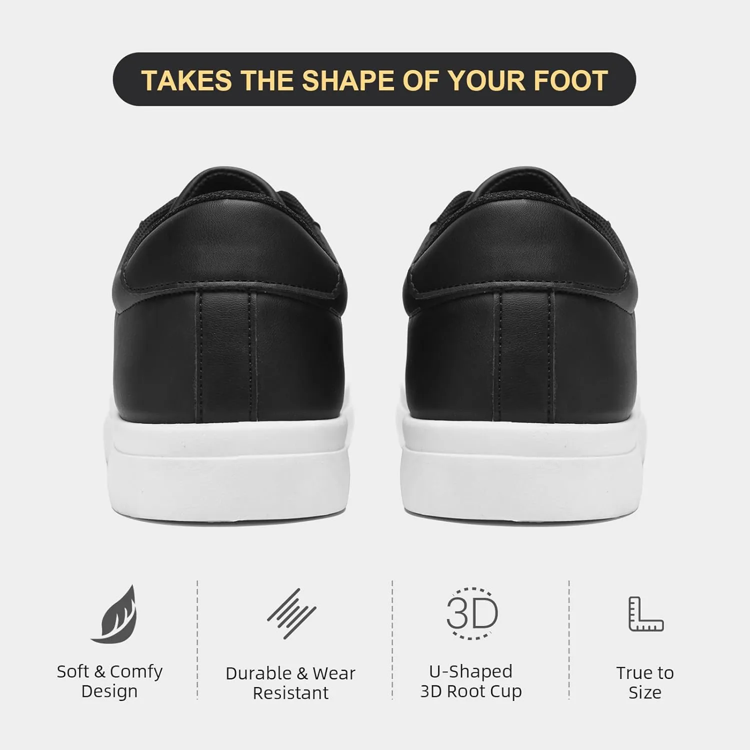 Fashion Sneakers for Men Women, Men’s Black Casual Leather Skate Shoes, Non Slip Comfortable Breathable Tennis Walking Shoes