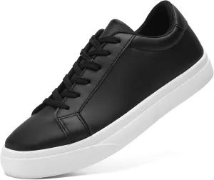 Fashion Sneakers for Men Women, Men’s Black Casual Leather Skate Shoes, Non Slip Comfortable Breathable Tennis Walking Shoes