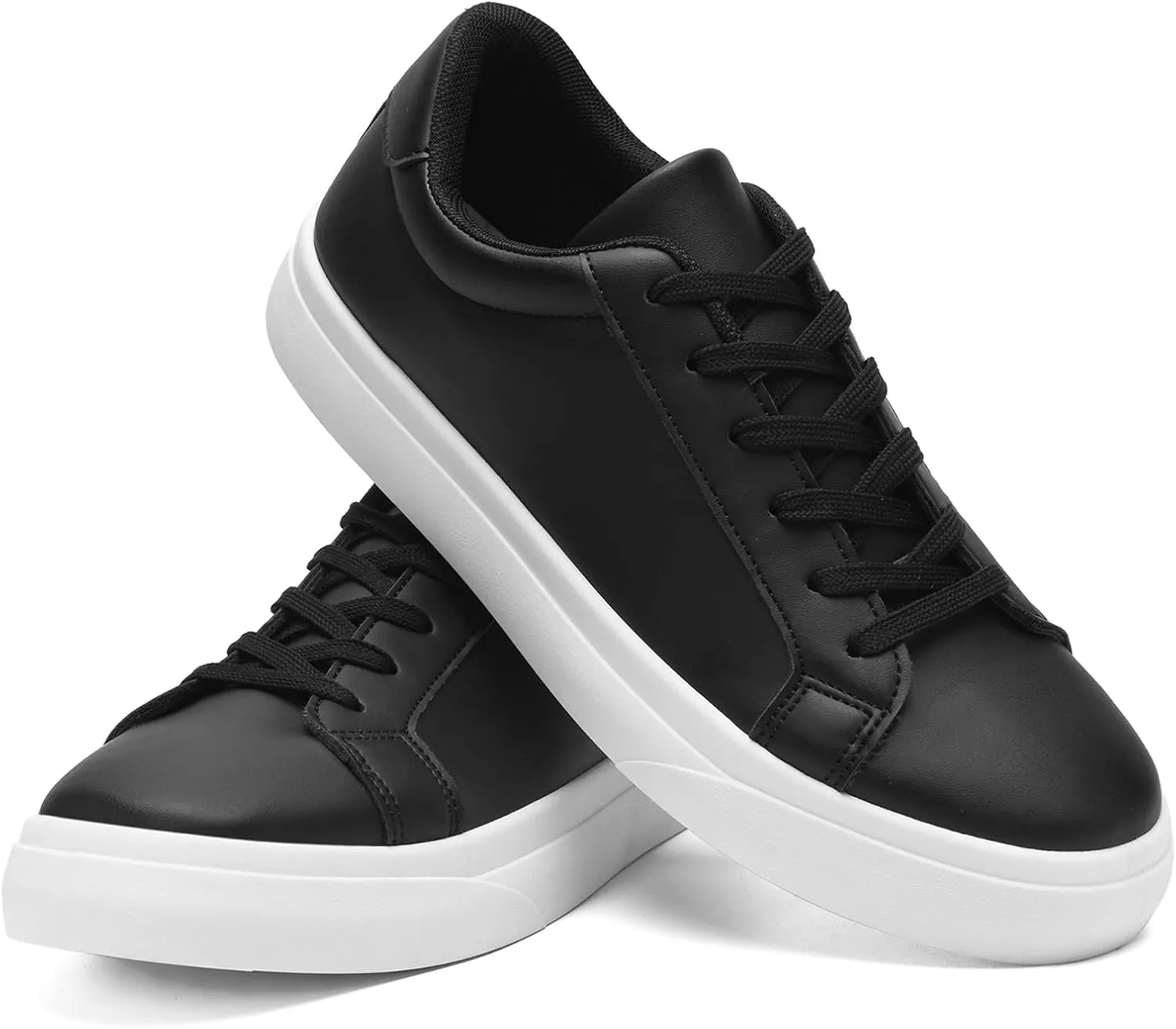 Fashion Sneakers for Men Women, Men’s Black Casual Leather Skate Shoes, Non Slip Comfortable Breathable Tennis Walking Shoes