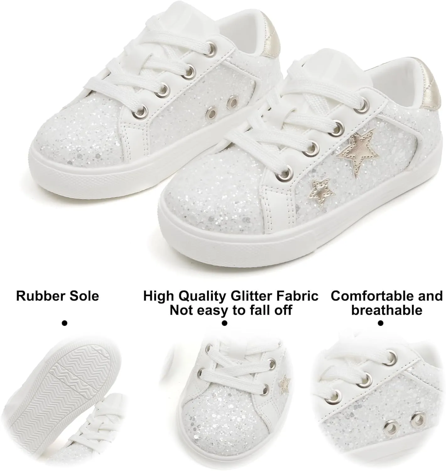 Felix & Flora Toddler/Little Kid Girls Running Shoes Sports Sneakers Princess Casual Glitter Shoes.
