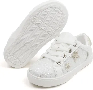 Felix & Flora Toddler/Little Kid Girls Running Shoes Sports Sneakers Princess Casual Glitter Shoes.