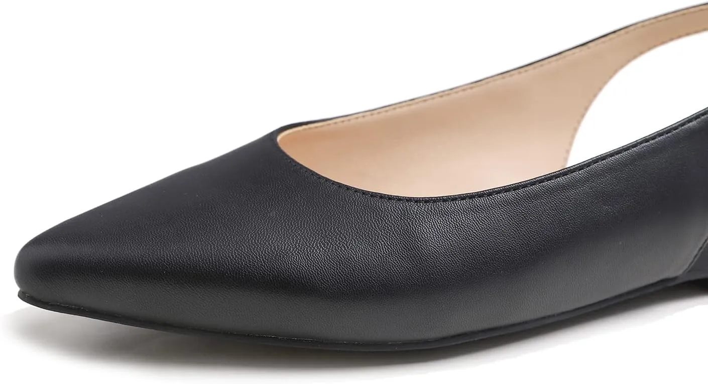 FEVERSOLE Pointed Toe Casual Slingback Flat Mules Women's Fashion Buckle Strap Slide Summer Slippers