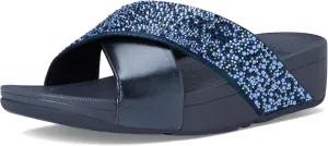 FitFlop Women's Lulu Crystal-Mix Metallic Cross Slides Wedge Sandal