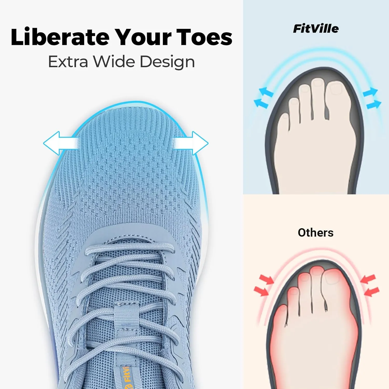 FitVille Men's Walking Shoes Wide Width, Comfortable Orthopedic Sneakers Lightweight Tennis Shoes Gym Workout Sneakers for Plantar Fasciitis - Cloud Wanderer V20