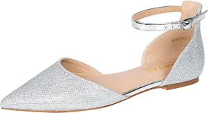 Flats for Women Pointed Toe Comfortable Ankle Strap Gold Nude Flats Silver Black Flats for Women Casual Dress Wedding Flats Shoes