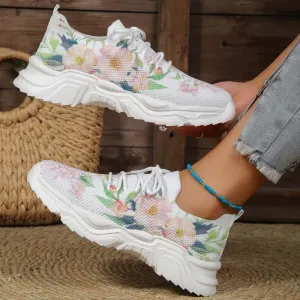 Floral Knit Sneakers | Casual Wear | Breathable Mesh