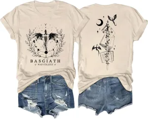 Fourth Wing Shirts Women Basgiath War College T Shirt Dragon Rider Graphic Tee Bookish Book Lover Tee Top Basquiat War