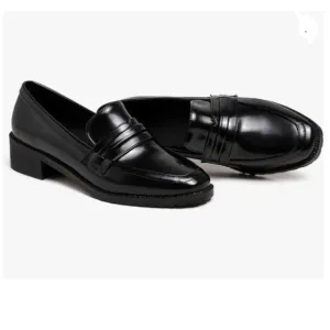 FOWT Black Dressy Comfortable Low Heels Loafers Square Toe Office Shoes