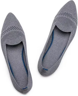 Frank Mully Womens Pointed Toe Flats Knit Dress Shoes Comfort Women Shoes Slip On Shoes for Woman Classic Softable Shoes Low Wedge