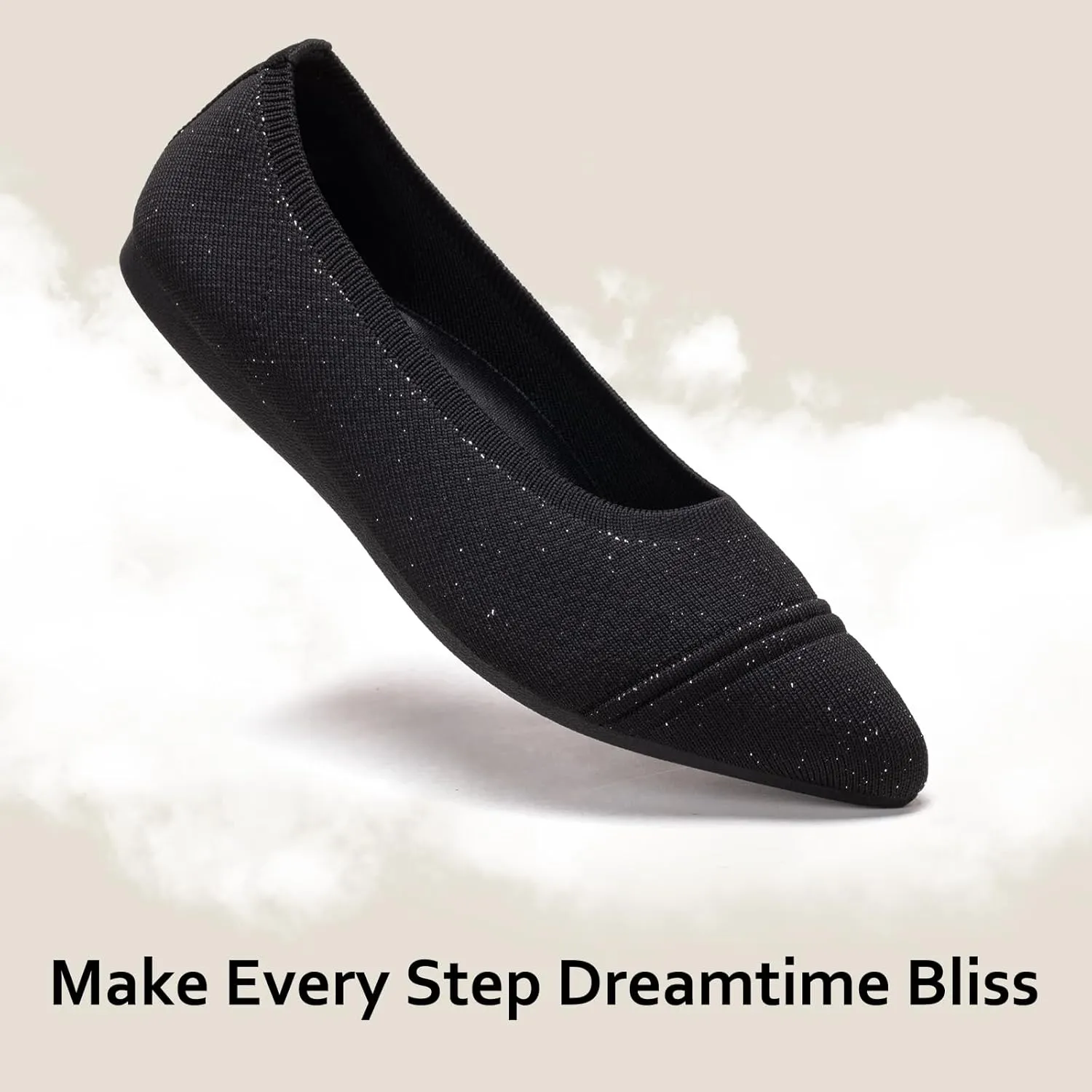 Frank Mully Women's Pointed Toe Flats Slip On Flat Knit Ballet Flats Shoes Women Dressy Comfortable Work Flats Office Shoes