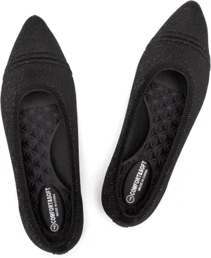Frank Mully Women's Pointed Toe Flats Slip On Flat Knit Ballet Flats Shoes Women Dressy Comfortable Work Flats Office Shoes