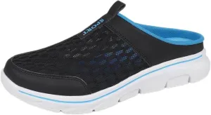 FUNCOS Men's Arch Support Slip-On Mules - Breathable Mesh Walking Shoes with Memory Foam, Lightweight Comfortable House Slippers for Indoor & Outdoor