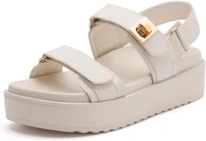 Geerta Womens Platform and Flat Sandals with Soft Cushioned Footbed Open Toe Slides Adjustable Slip on Slippers for Summer Vacation Walking Running Water Shoes