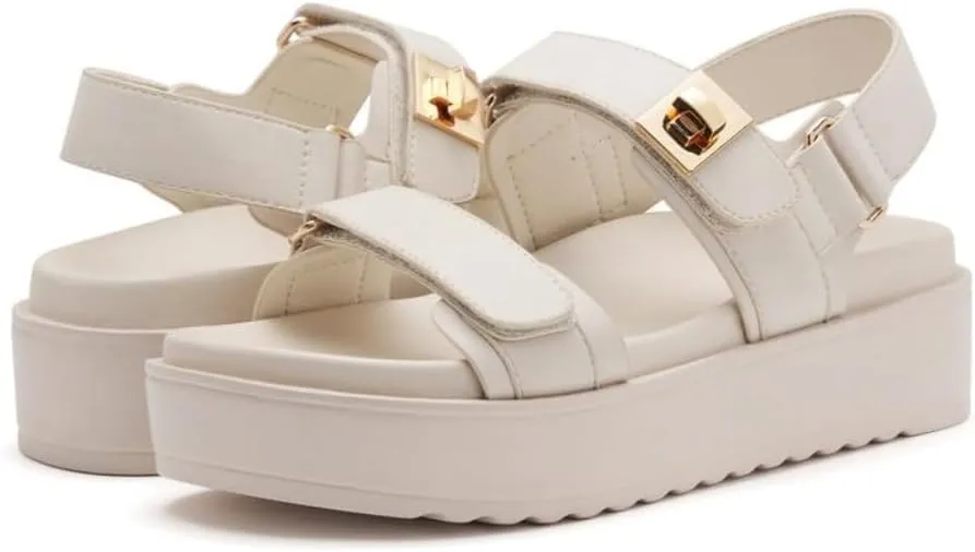 Geerta Womens Platform and Flat Sandals with Soft Cushioned Footbed Open Toe Slides Adjustable Slip on Slippers for Summer Vacation Walking Running Water Shoes