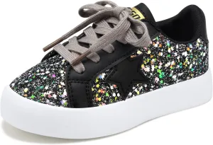 Girls Sneakers Glitter Tennis Shoes Lightweight Non-Slip Running Walking Shoes for Toddler/Little Kid/Big Kid