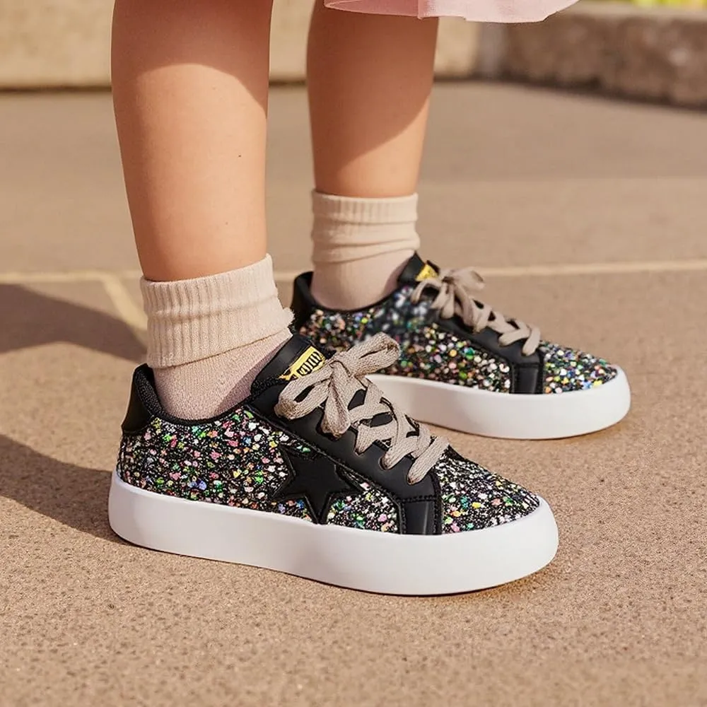 Girls Sneakers Glitter Tennis Shoes Lightweight Non-Slip Running Walking Shoes for Toddler/Little Kid/Big Kid
