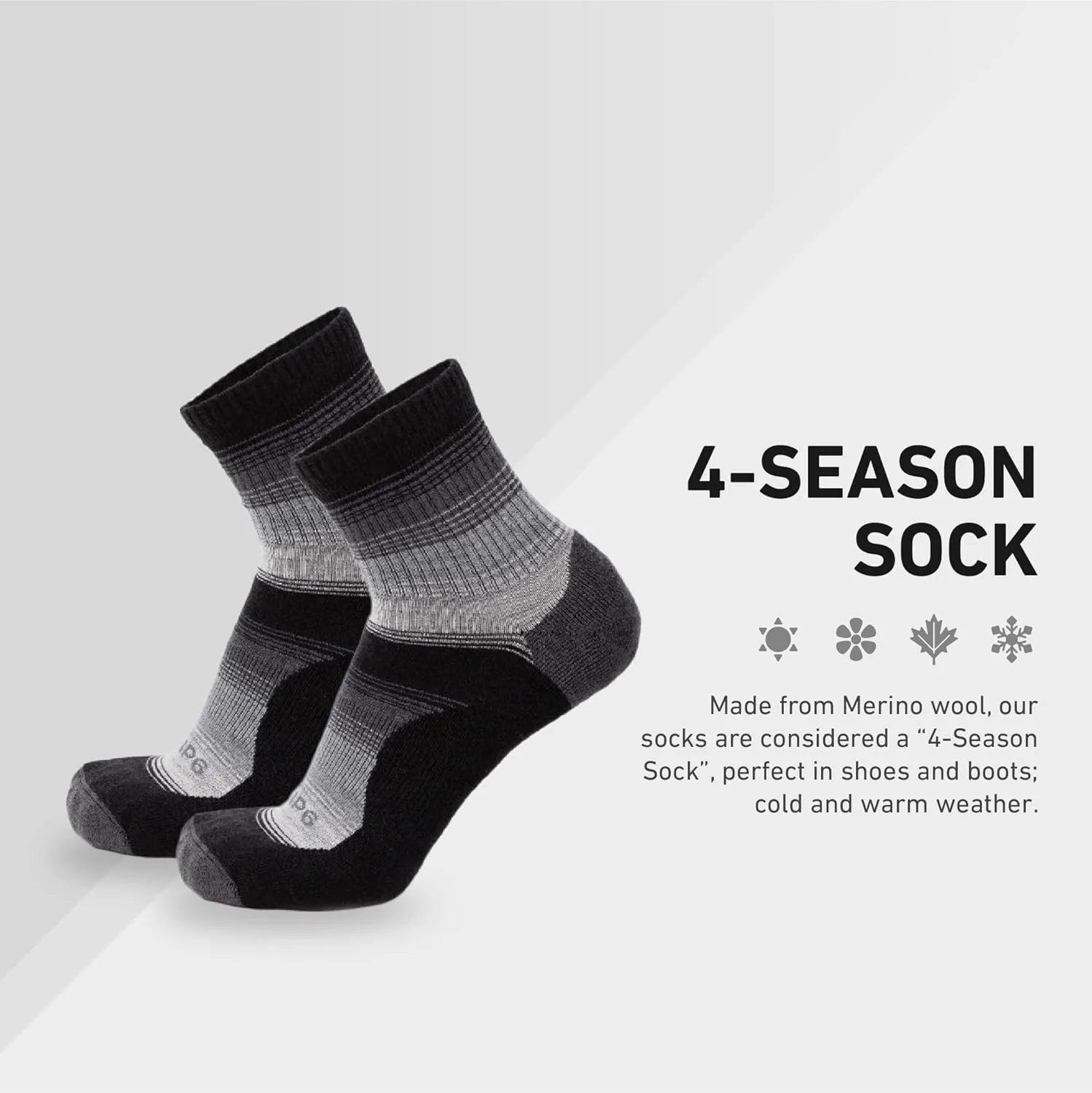 GRIP6 Wool Micro-Crew Socks: Lightweight Wool Socks for Hiking, All Day Comfort - Wicking Crew Socks for Men and Women