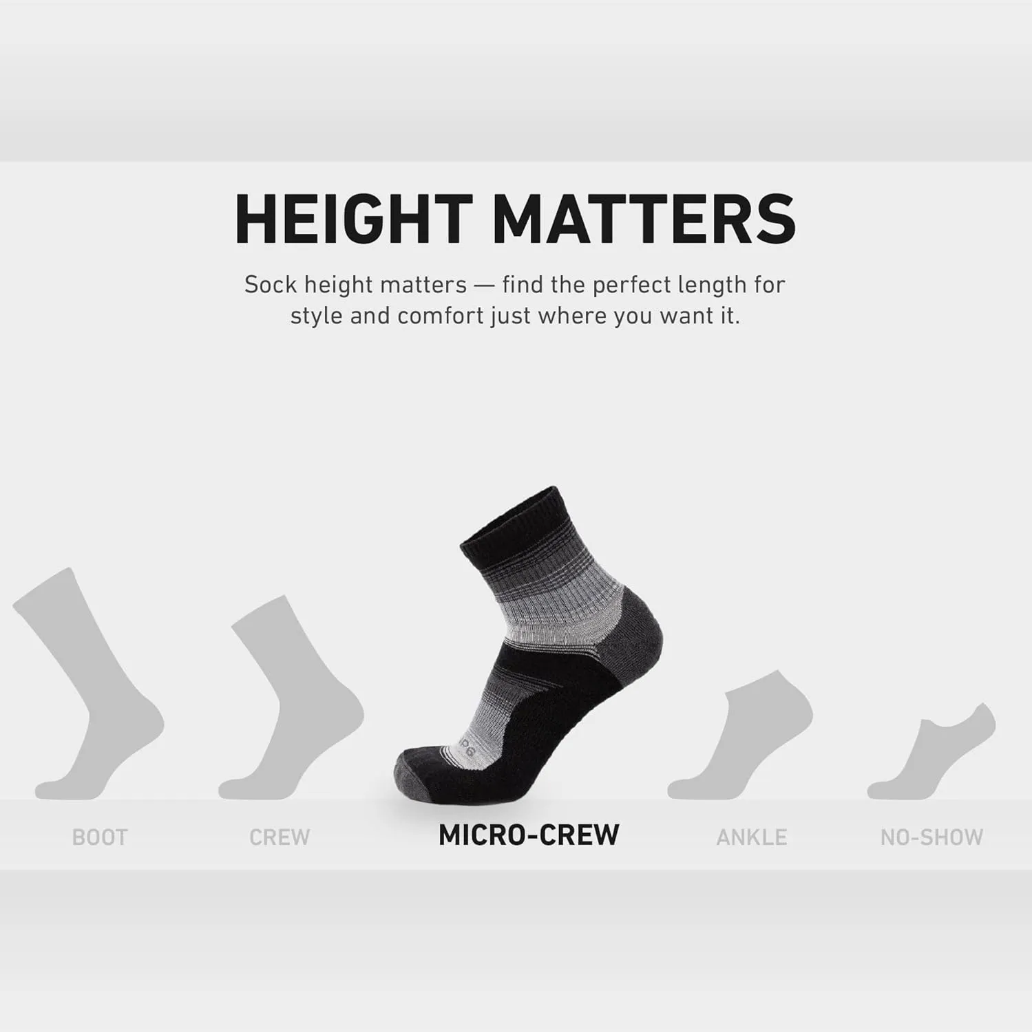 GRIP6 Wool Micro-Crew Socks: Lightweight Wool Socks for Hiking, All Day Comfort - Wicking Crew Socks for Men and Women