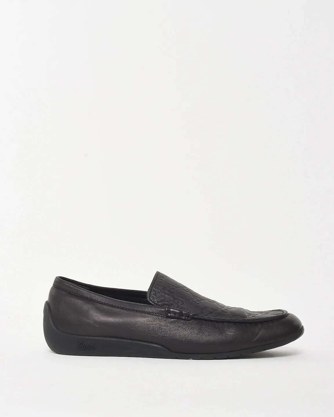 Gucci Black GG Monogram Guccissima Driving Loafers - 7 MEN