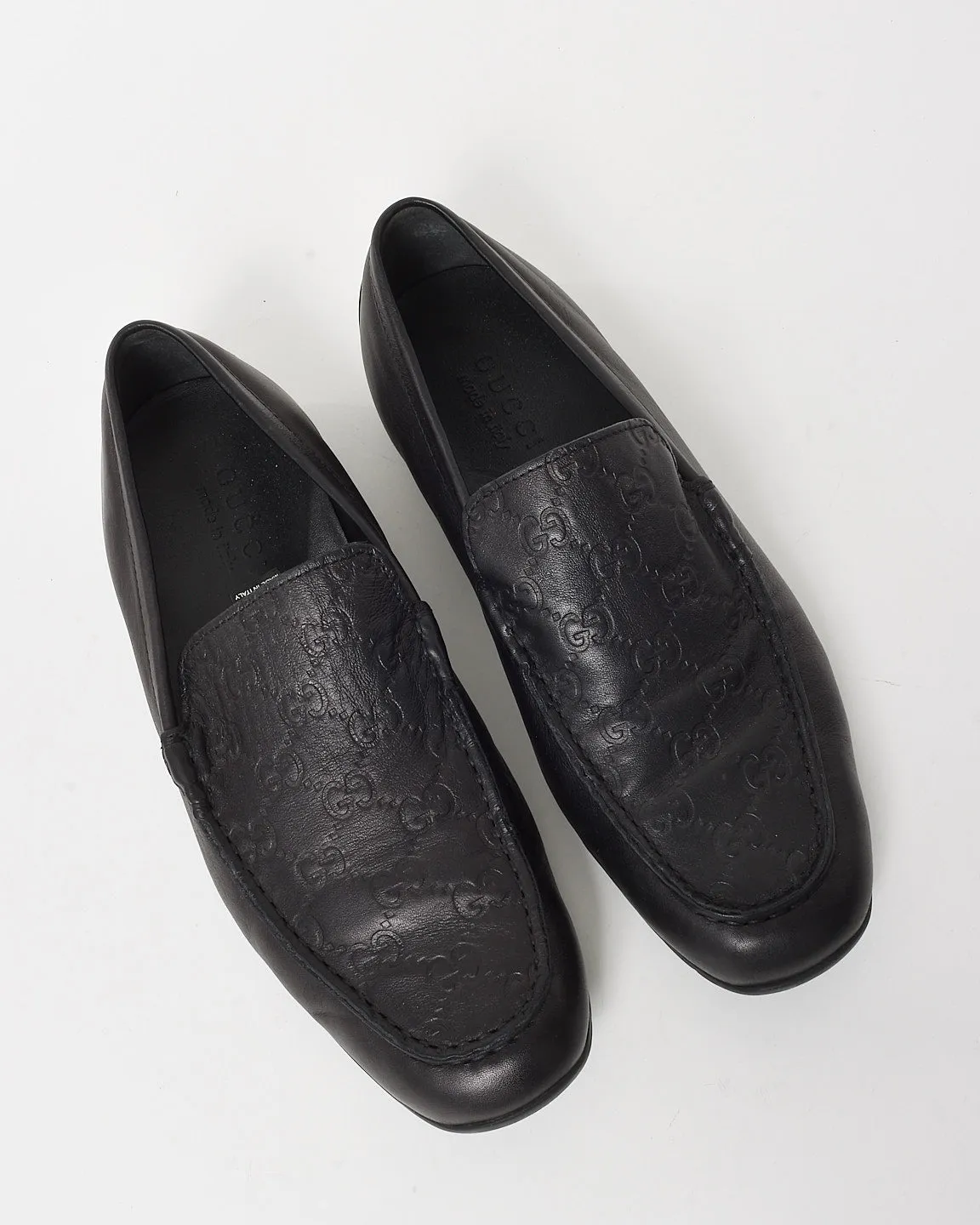 Gucci Black GG Monogram Guccissima Driving Loafers - 7 MEN