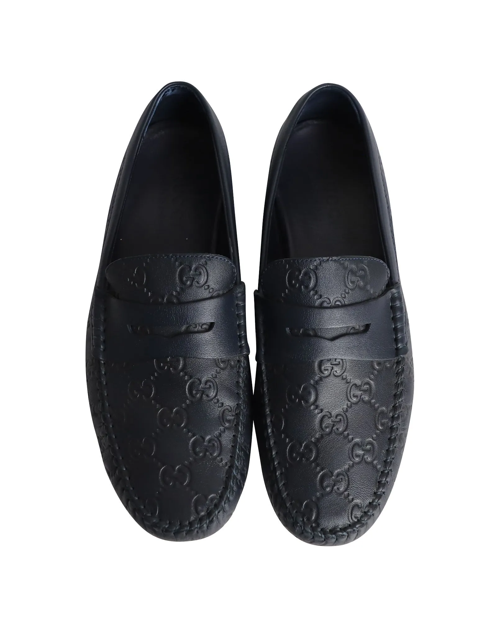 Gucci Guccisimma Loafers in Navy Blue Leather