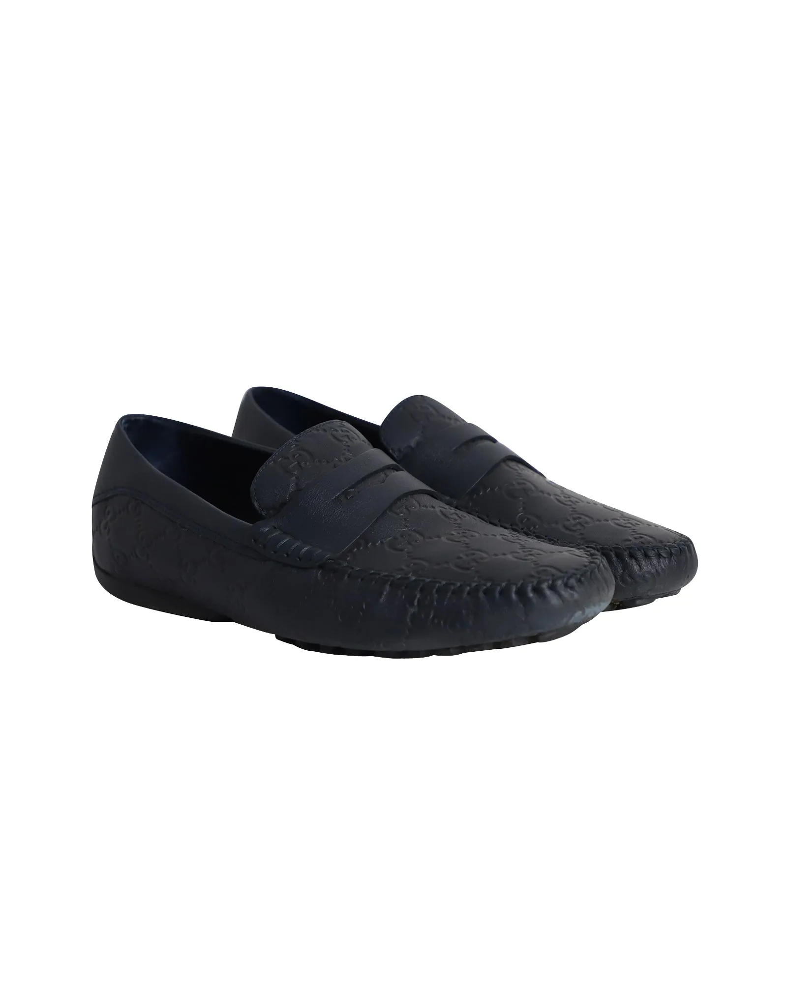 Gucci Guccisimma Loafers in Navy Blue Leather