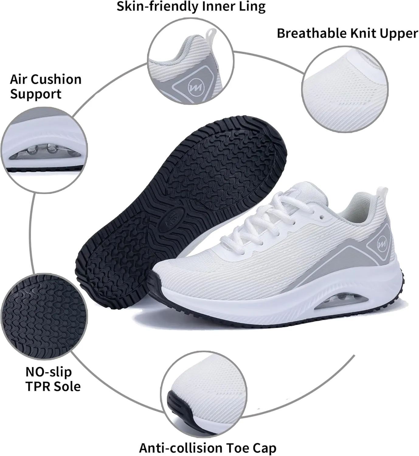 Gyeice Women's Walking Shoes Arch Support Orthotic Breathable Tennis Sneakers for Plantar Fasciitis Pain Relief US 5.5-11