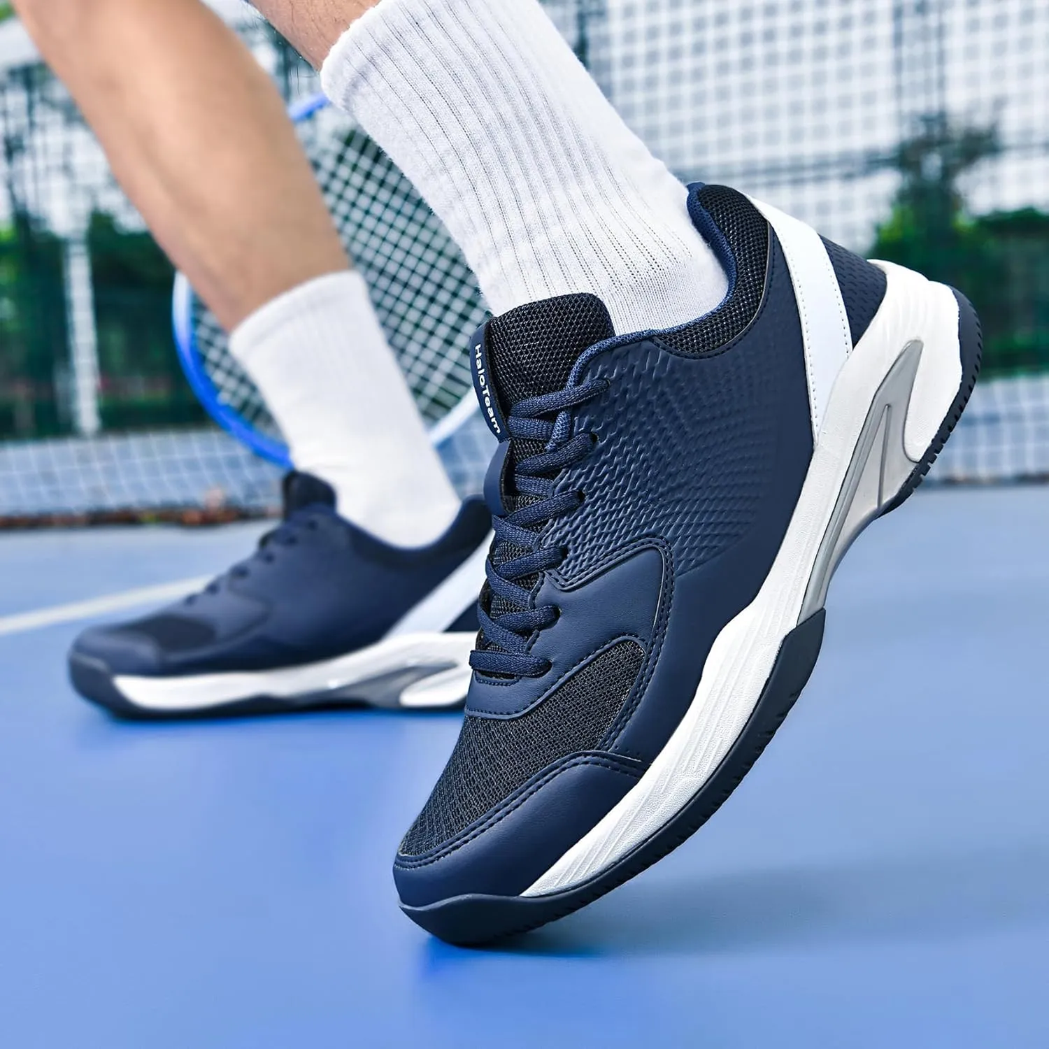 HaloTeam Tennis Shoes Mens Fashion Non Slip Running Trainers Lightweight Breathable Fitness Sport Sneakers for Badminton Squash Volleyball 6.5 US-12 US