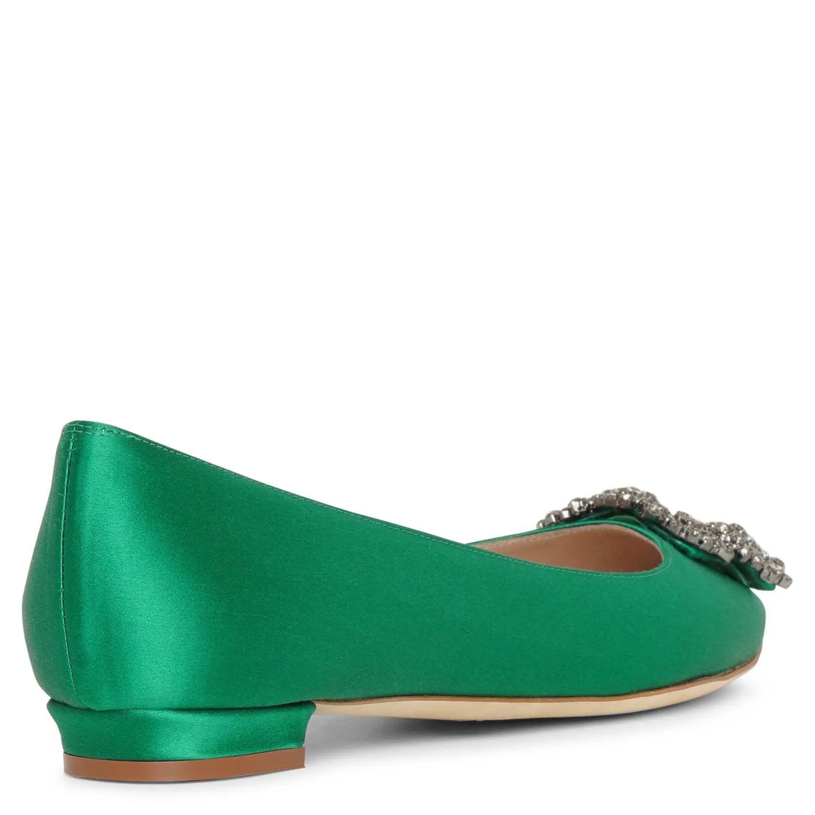 Hangisi flat emerald satin ballerinas