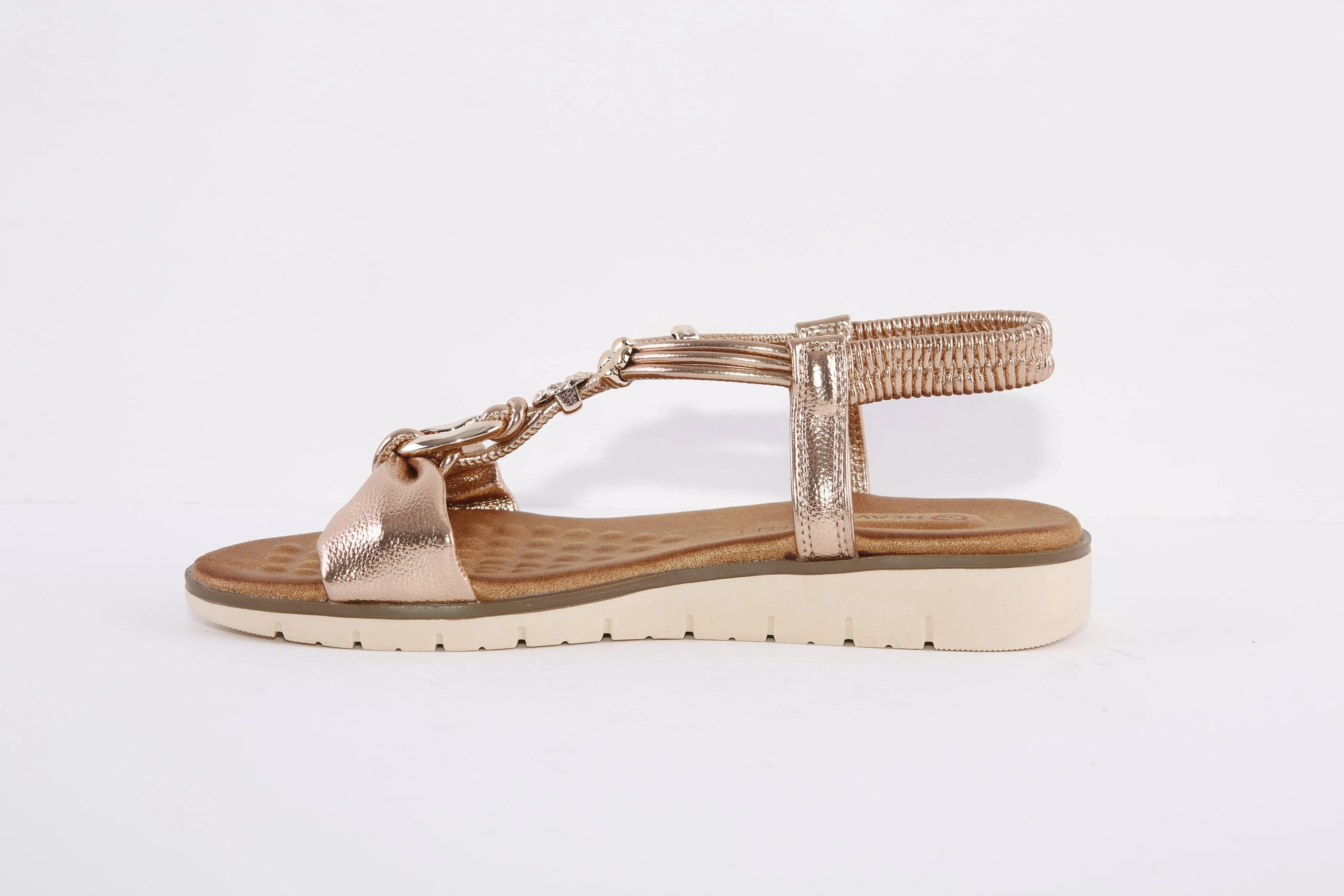 HEAVENLY FEET - MIAMI FLAT FASHION SANDAL - ROSE GOLD