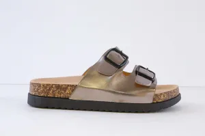 HEAVENLY FEET - TOTNES DOUBLE BUCKLE MULE - PEWTER