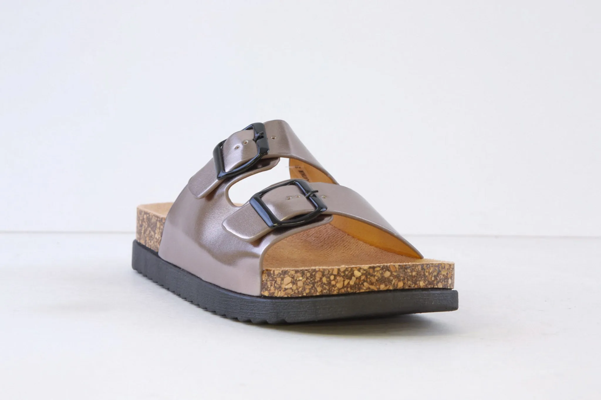HEAVENLY FEET - TOTNES DOUBLE BUCKLE MULE - PEWTER