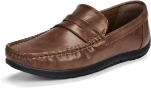 HEEZ Men's Loafers Slip On Dress Shoes Penny Loafers Leather Casual Driving Boat Shoes for Men