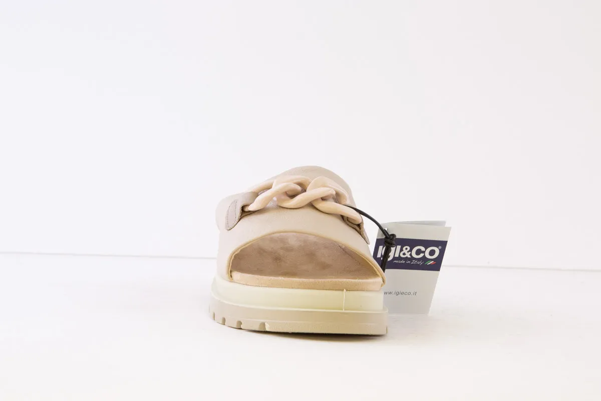 IGI & CO - 3675022 LOW HEEL CHUNKY MULE - BEIGE LEATHER