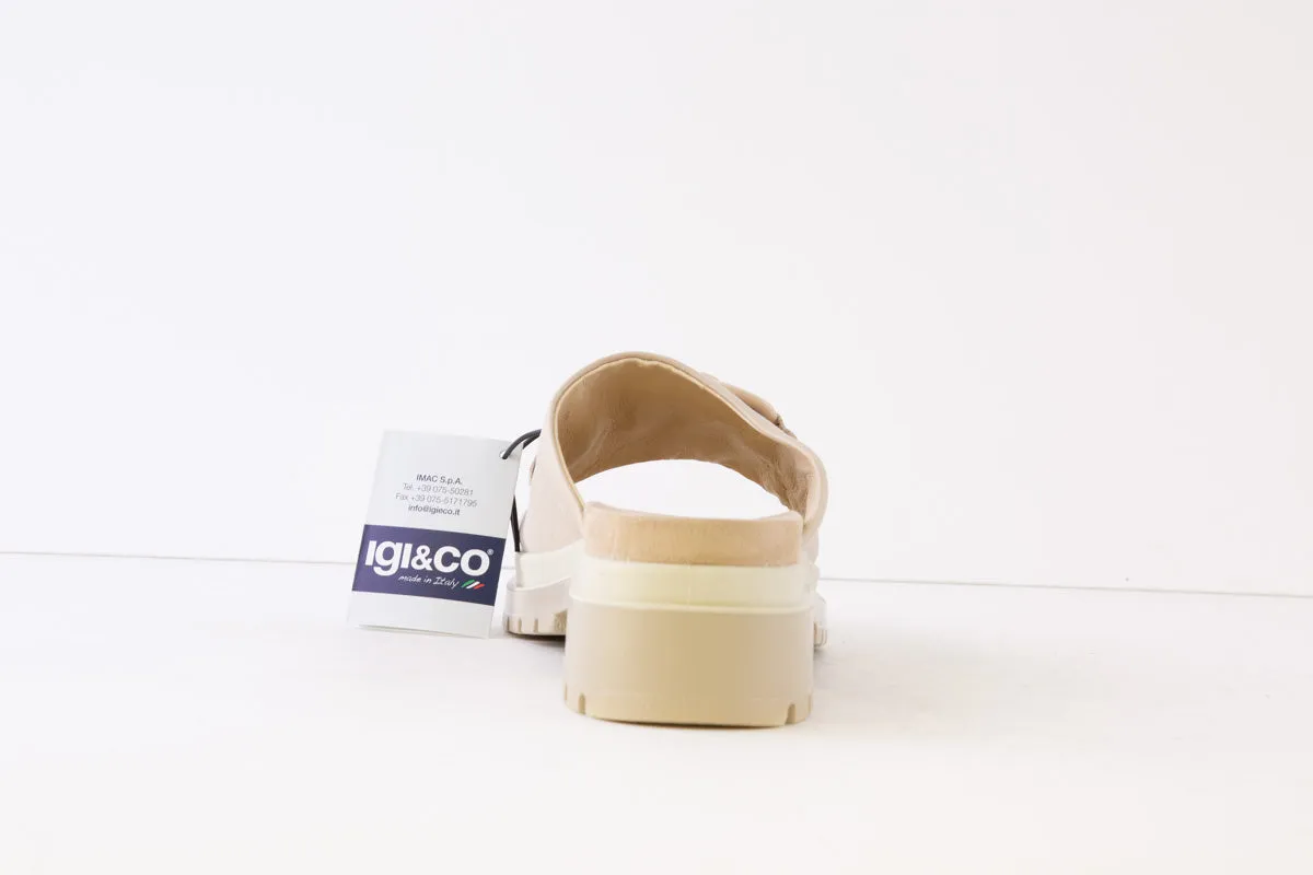 IGI & CO - 3675022 LOW HEEL CHUNKY MULE - BEIGE LEATHER