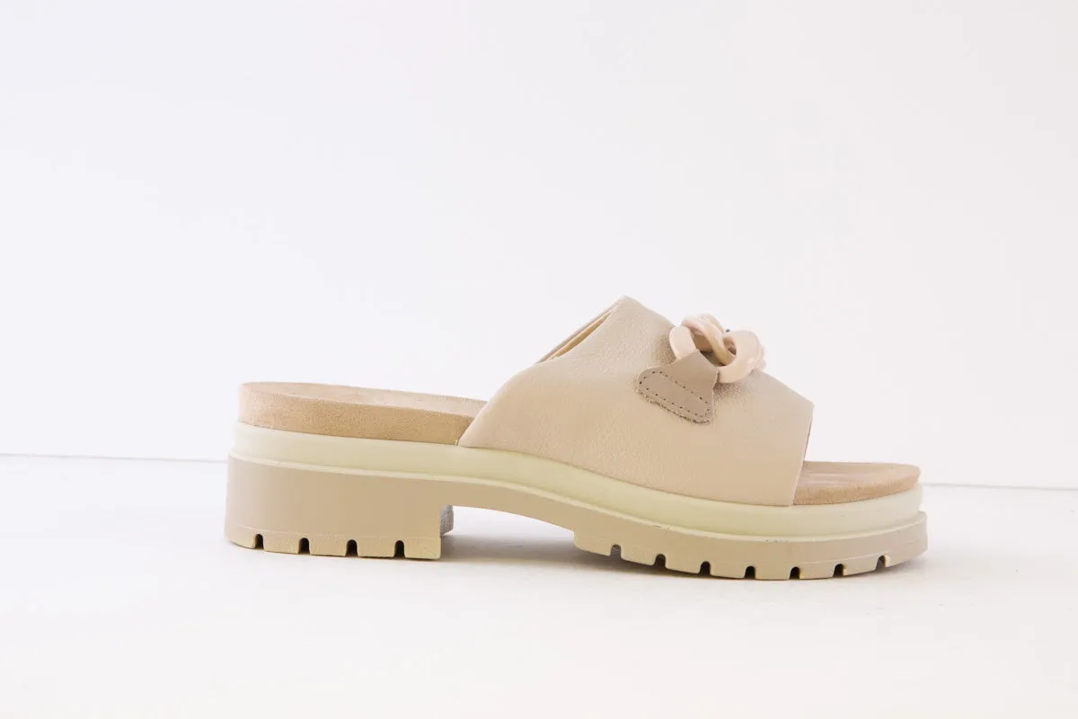IGI & CO - 3675022 LOW HEEL CHUNKY MULE - BEIGE LEATHER