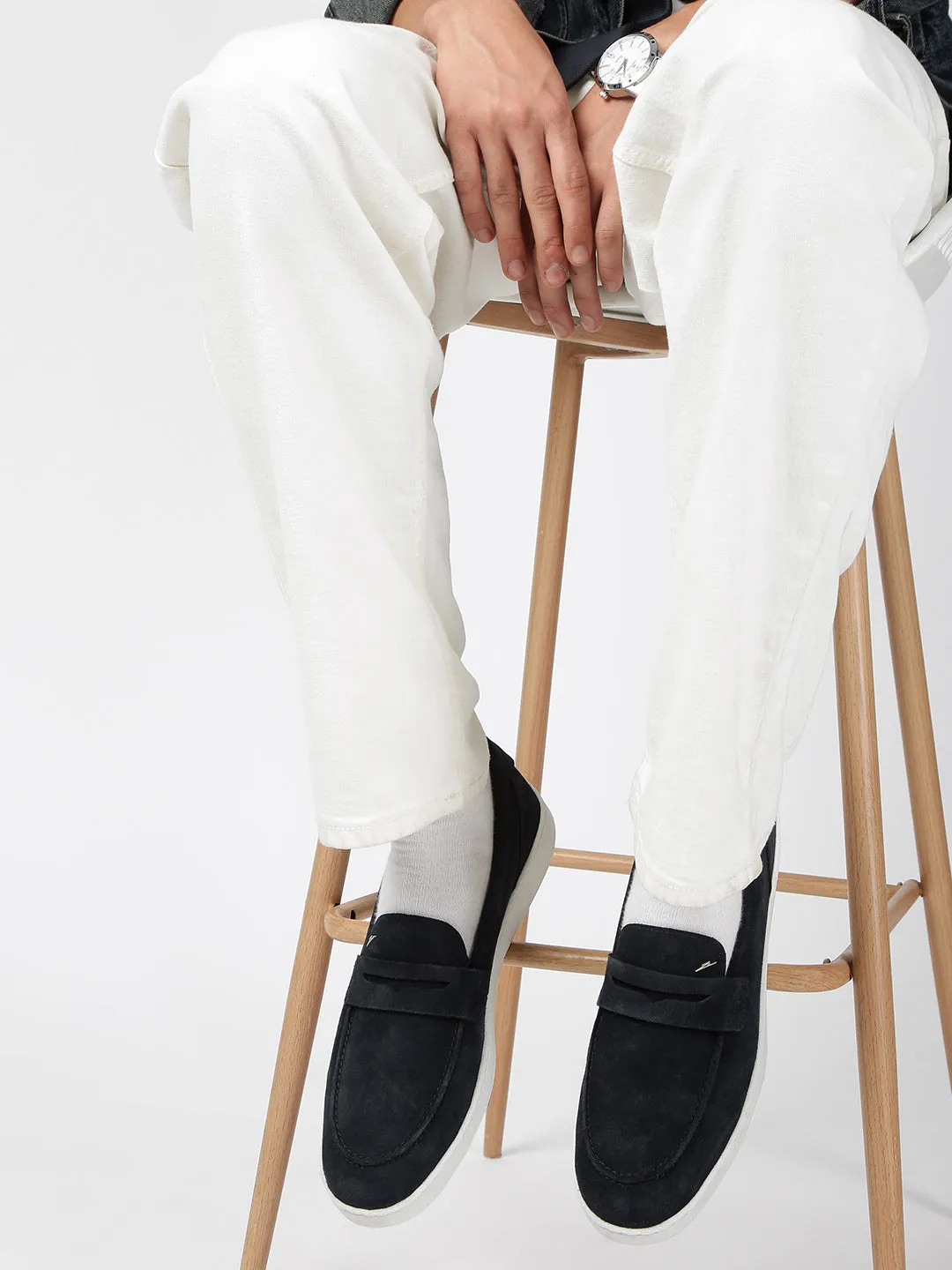 INDIGO - Navy Suede Casual Loafers