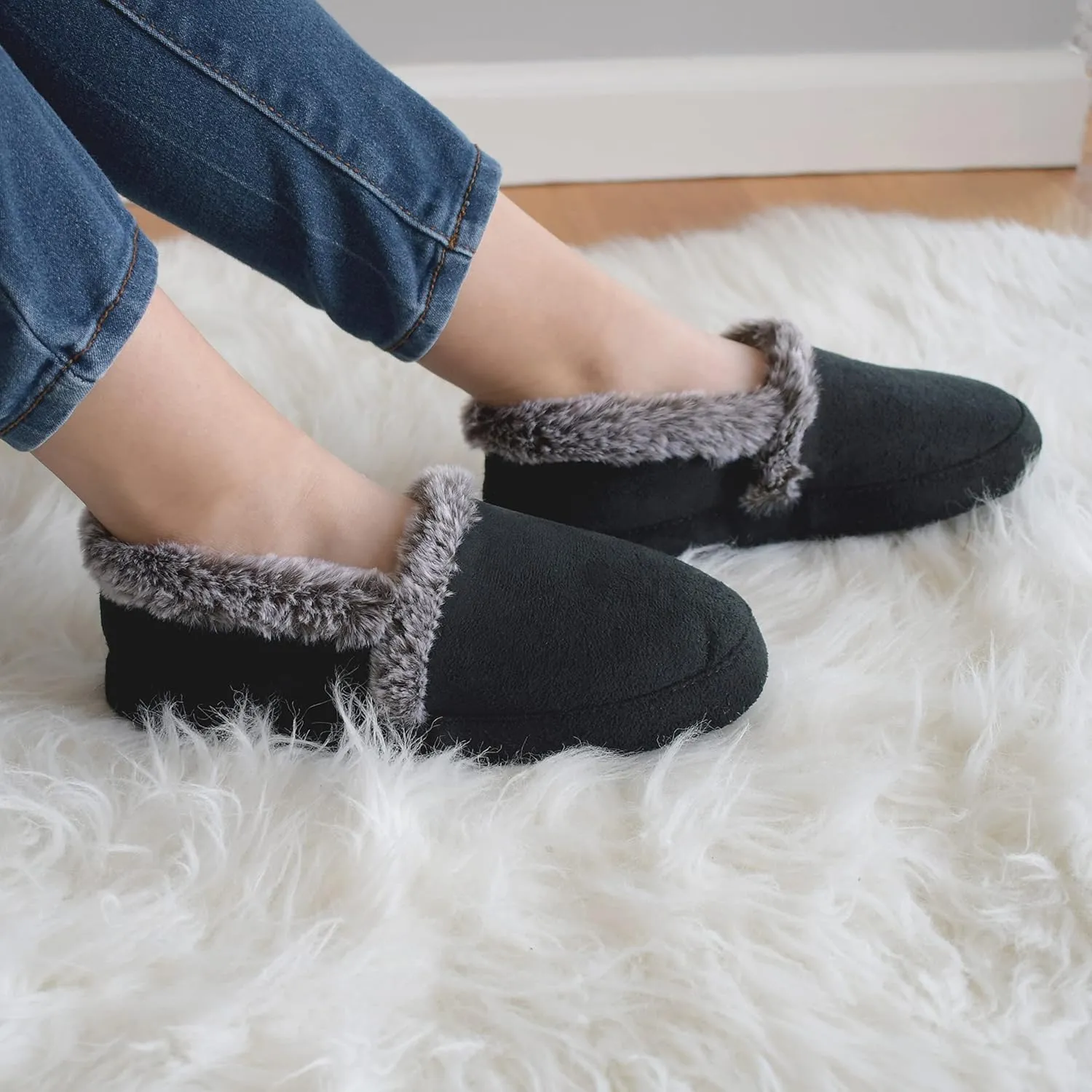 isotoner Women's Memory Foam Microsuede a Line Eco Comfort Recycled Slippers