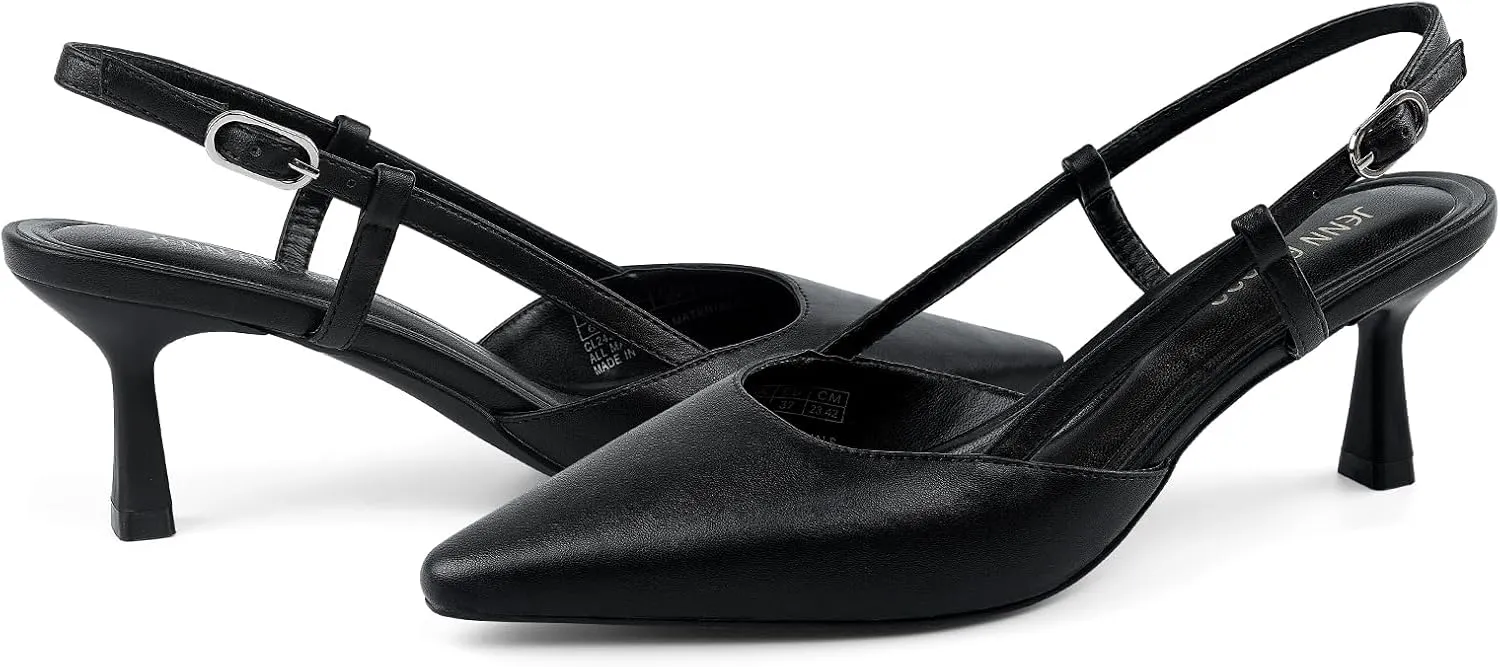 JENN ARDOR Women's Slingback Kitten Heel Closed Pointed Toe Dress Pumps Shoes for Women Comfortable Low Heeled Sandals Wedding Party Pumps